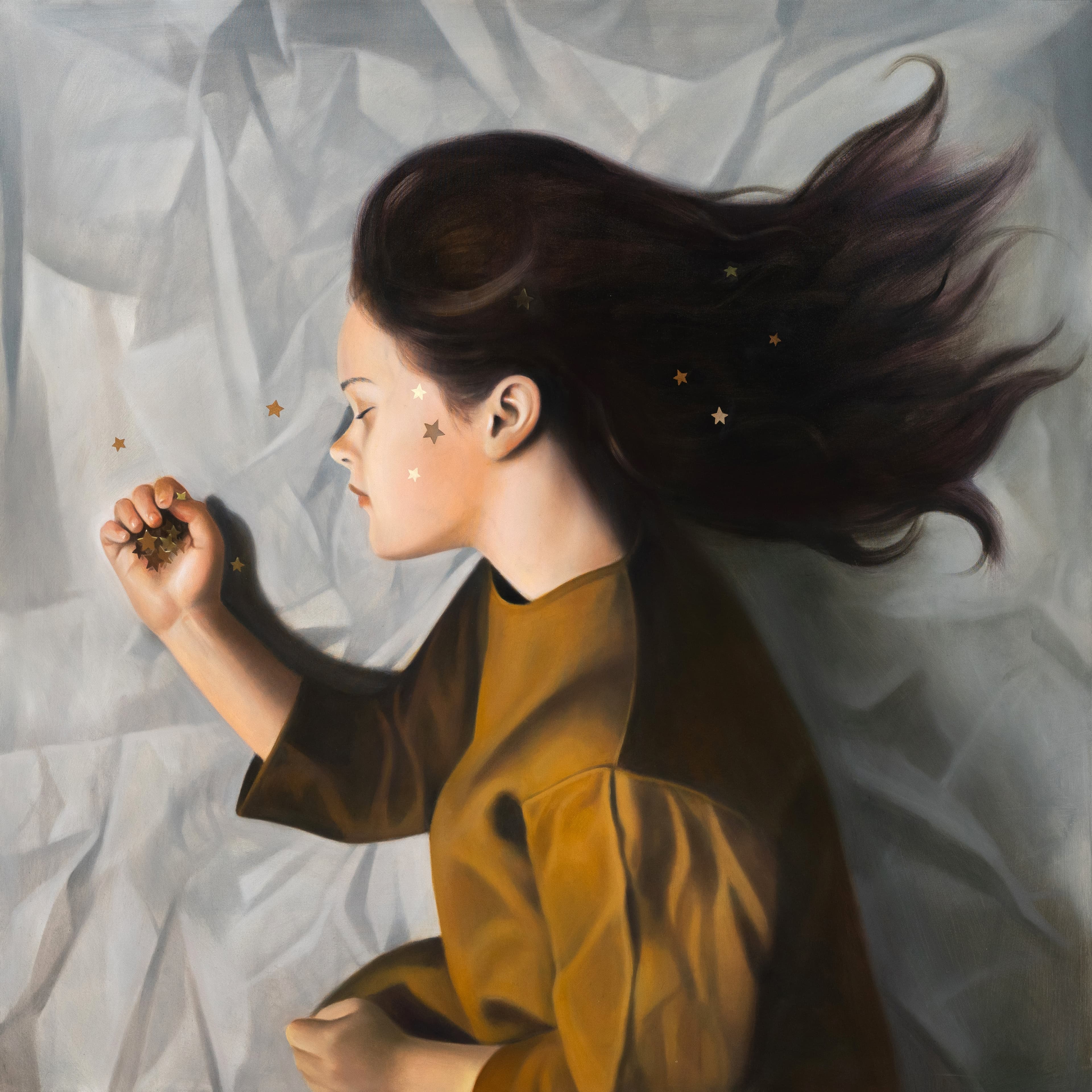 Some gather stars in their open hands, while others sleep as they descend from the heavens. - Art Piece